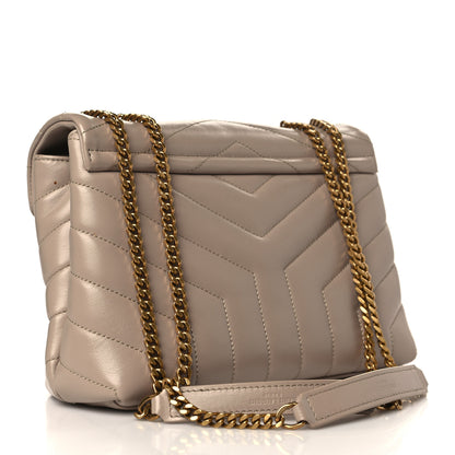 Saint Laurent Calfskin Y Quilted Monogram Small Loulou Chain Satchel Dark Beige 3 of 10