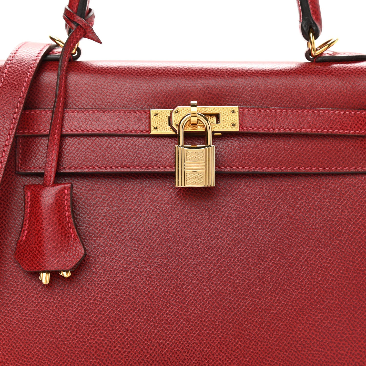 Hermes Epsom Kelly Sellier Guilloche 25 Rouge Vif 8 of 15