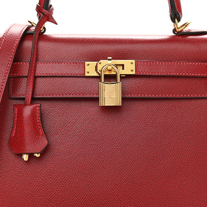 Hermes Epsom Kelly Sellier Guilloche 25 Rouge Vif 8 of 15