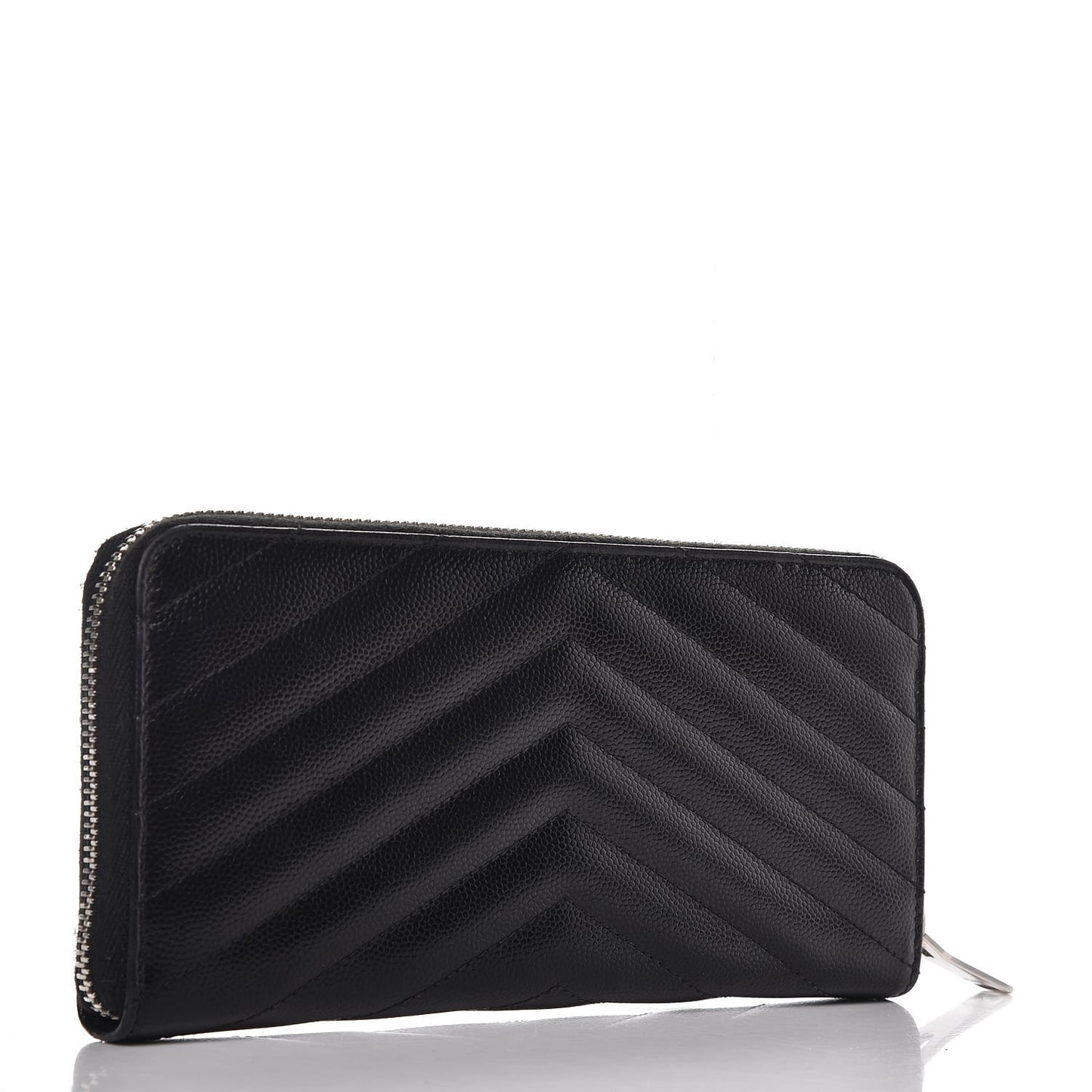 Grain De Poudre Matelasse Chevron Monogram Zip Around Wallet Black