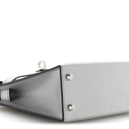 Hermes Metallic Chevre Chamkilight Mini Kelly Sellier 20 Argent 9 of 11
