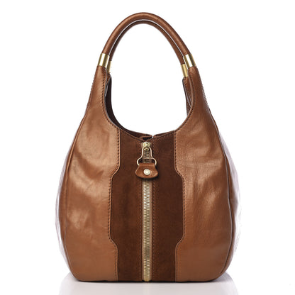 Jimmy Choo Calfskin Suede Mandah Shoulder Bag Brown 1 of 13
