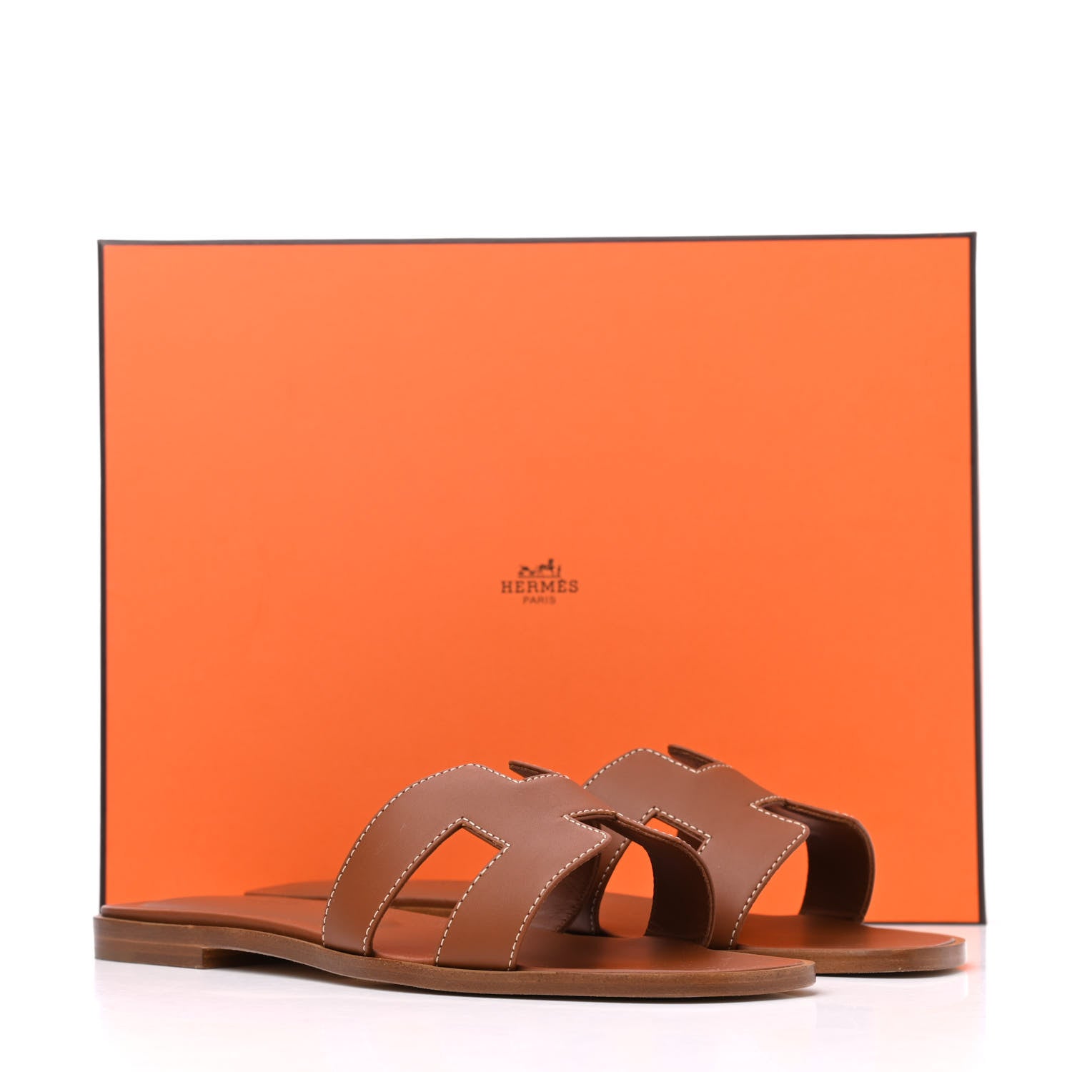 Hermes Box Calfskin Oran Sandals 38 Gold 15 of 15