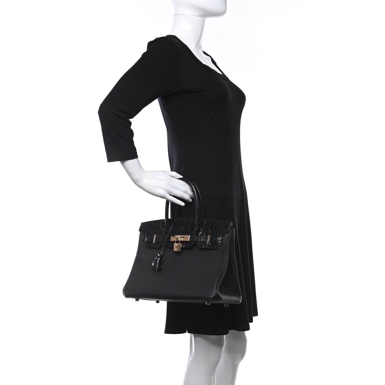 Hermes Togo Shiny Niloticus Crocodile Birkin Touch 30 Black 2 of 11
