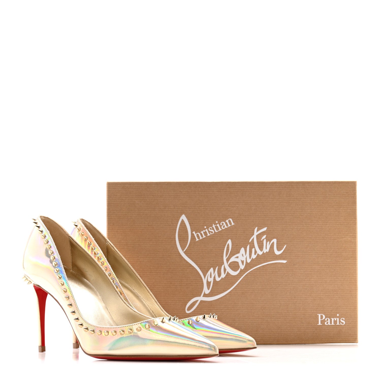 【超美品】Christian Louboutin メタルピンヒール Christian Louboutin Metallic Patent Psychic Anjalina 85 Pumps 36