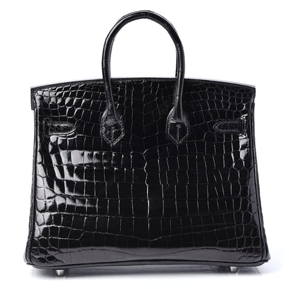 Hermes Shiny Niloticus Crocodile Birkin 25 Black 4 of 36