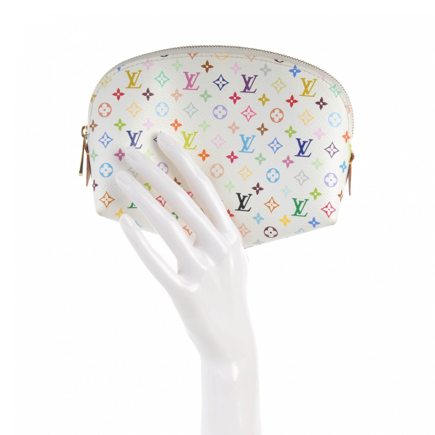 Louis Vuitton Monogram Multicolor Cosmetic Pouch White Litchi 2 of 7