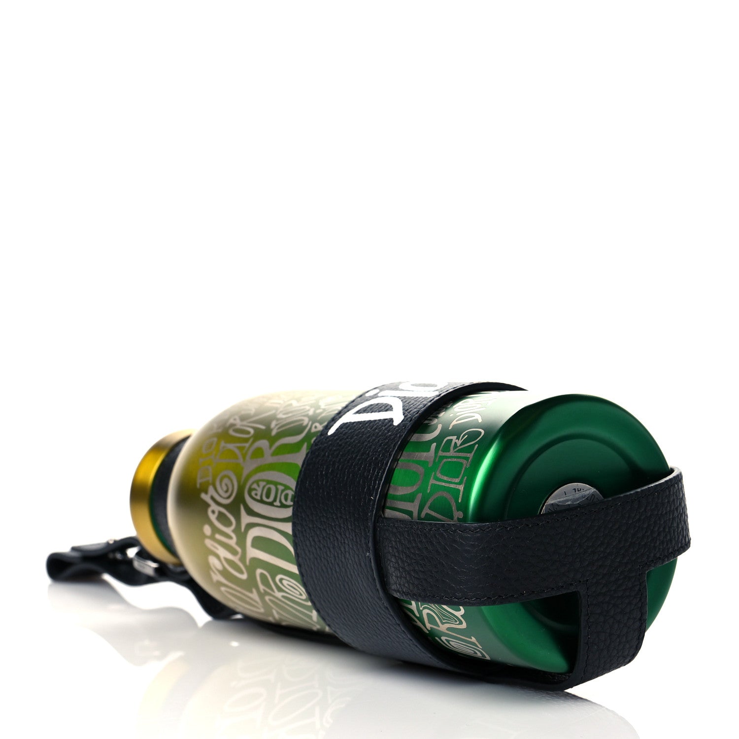 Christian Dior X SHAWN STUSSY Stainless Steel Grained Calfskin Aqua Bottle With Strap Multicolor Green Black 3 of 7