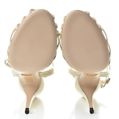 Gucci Vernice Crystal Sandals 39 Vintage White 5 of 9