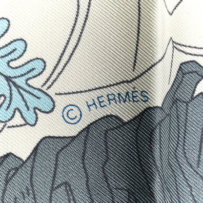 Hermes Silk Le Carnaval des Animaux Scarf 90 Bleu Jean Vert Beige 4 of 4