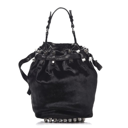 Alexander Wang Pony Hair Diego Bucket Bag Black with Nickel Hardware 1 of 11