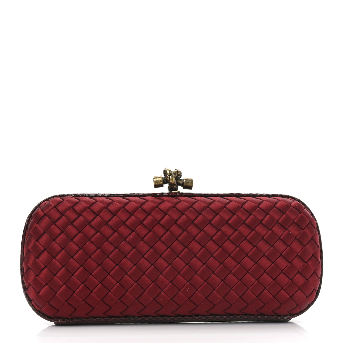 Satin Intreccio Impero Snakeskin Stretch Knot Clutch Red