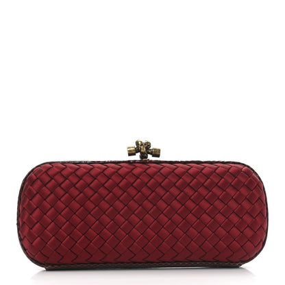 Bottega Veneta Satin Intreccio Impero Snakeskin Stretch Knot Clutch Red 1 of 8