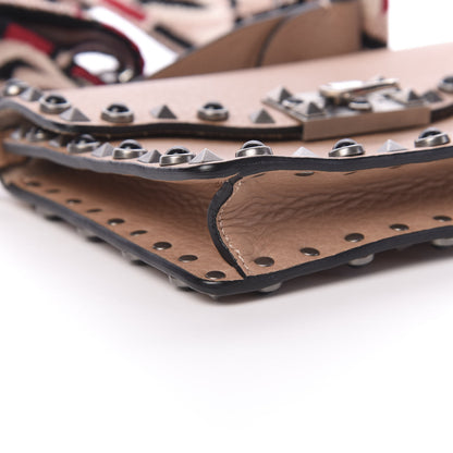 Valentino Garavani Grained Calfskin Onyx Small Guitar Strap Rockstud Rolling Shoulder Flap Bag Soft Noisette 6 of 9
