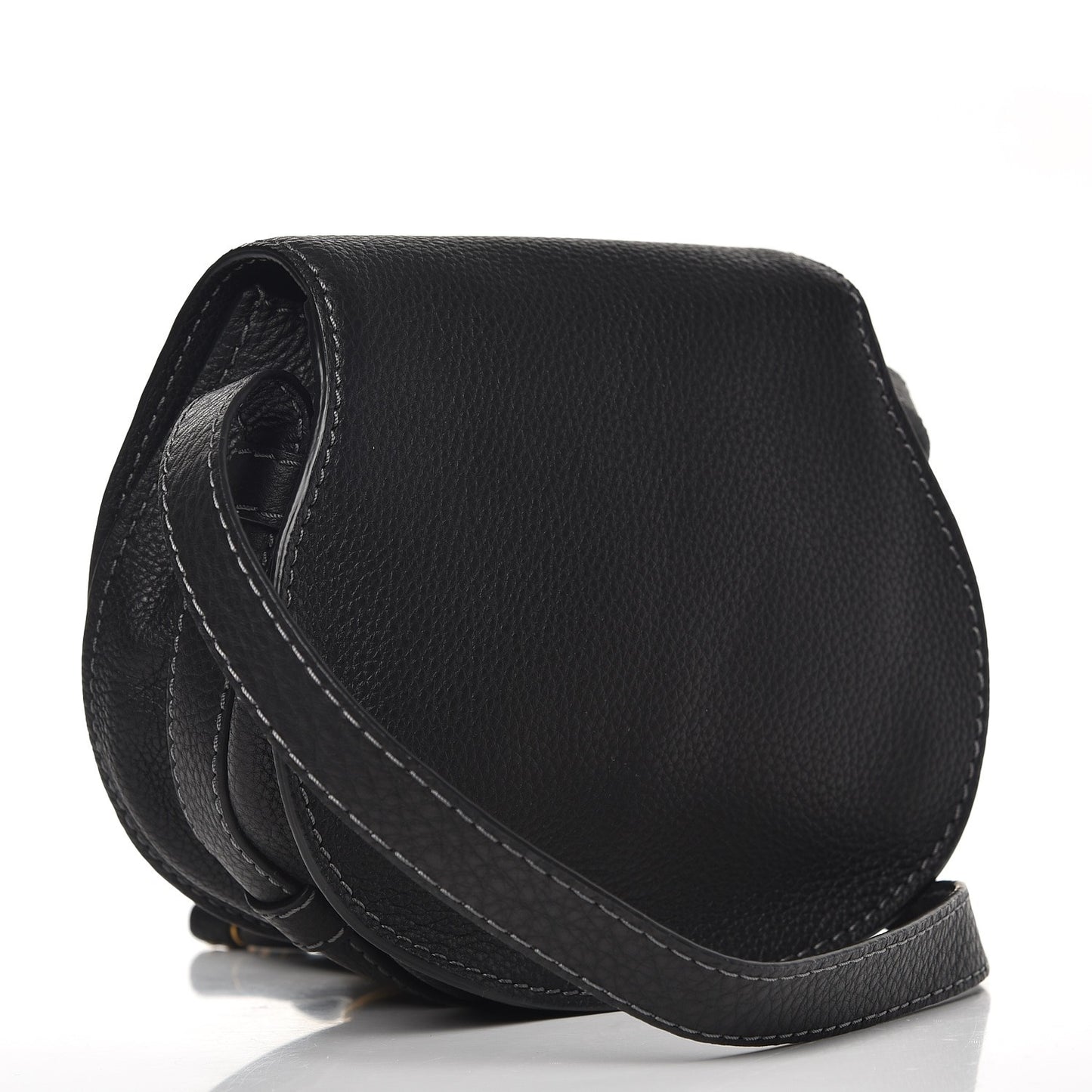Calfskin Mini Marcie Round Crossbody Bag Black