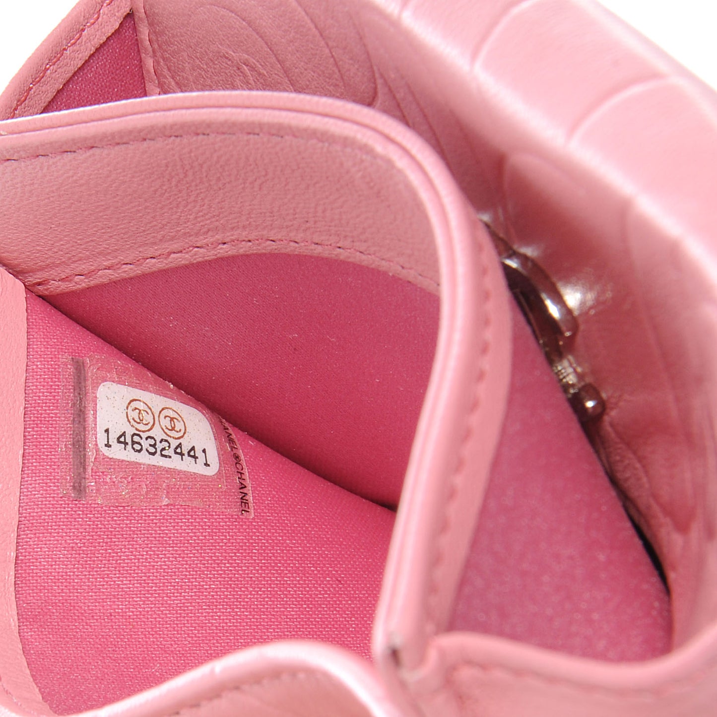 Lambskin Camellia Coin Purse Pink
