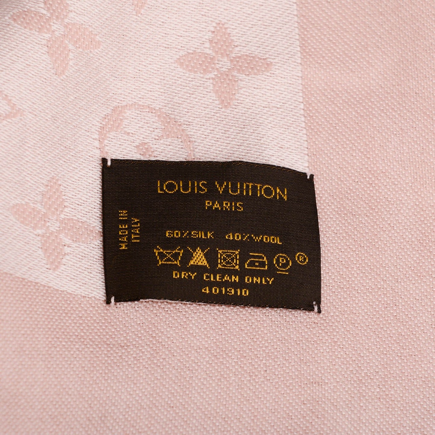 Silk Wool Monogram Denim Shawl Rose