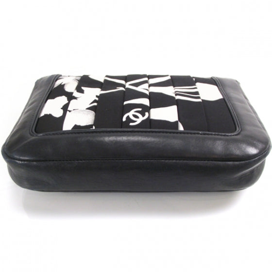Canvas Pleated Symbols Pochette Black