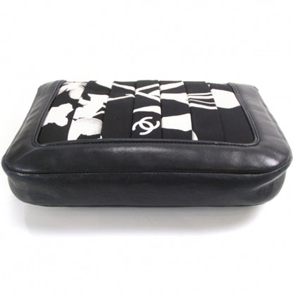 Chanel Canvas Pleated Symbols Pochette Black 4 of 10