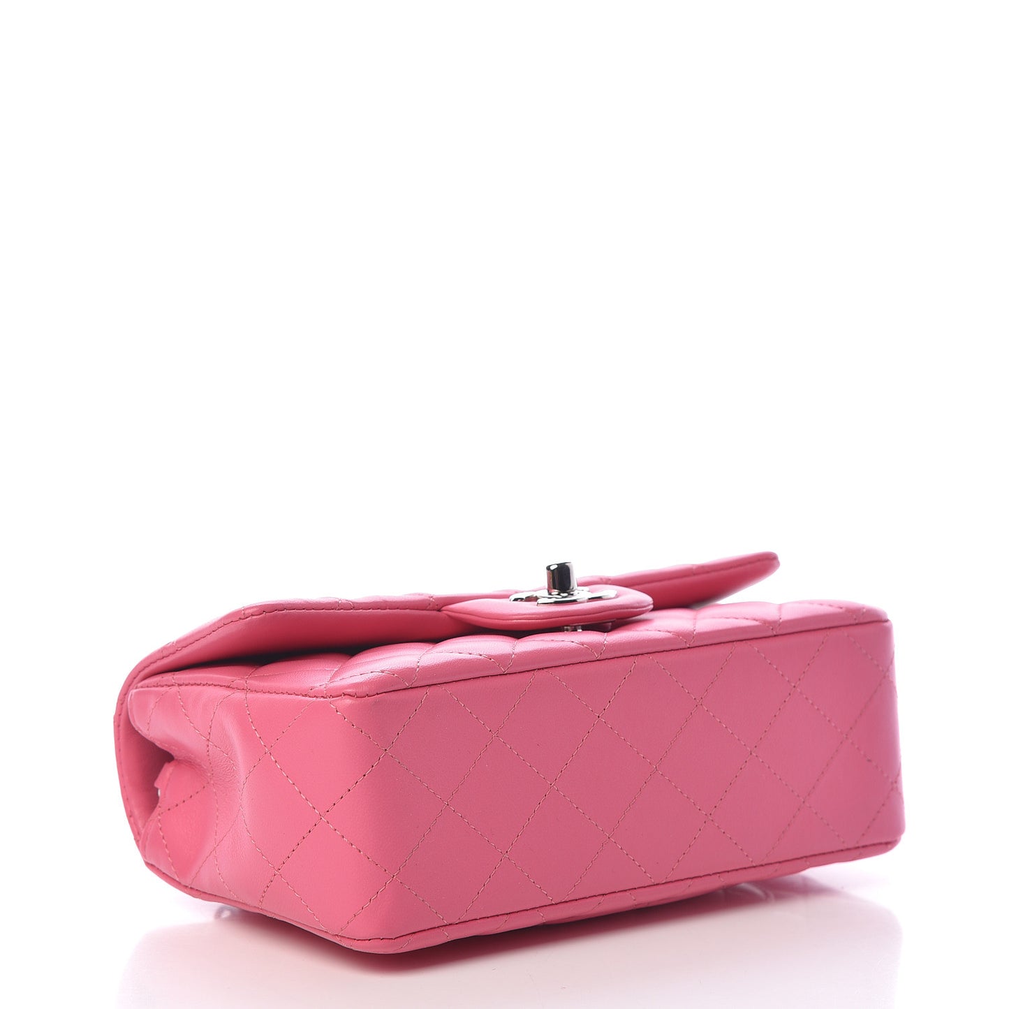 Lambskin Quilted Mini Rectangular Flap Dark Pink