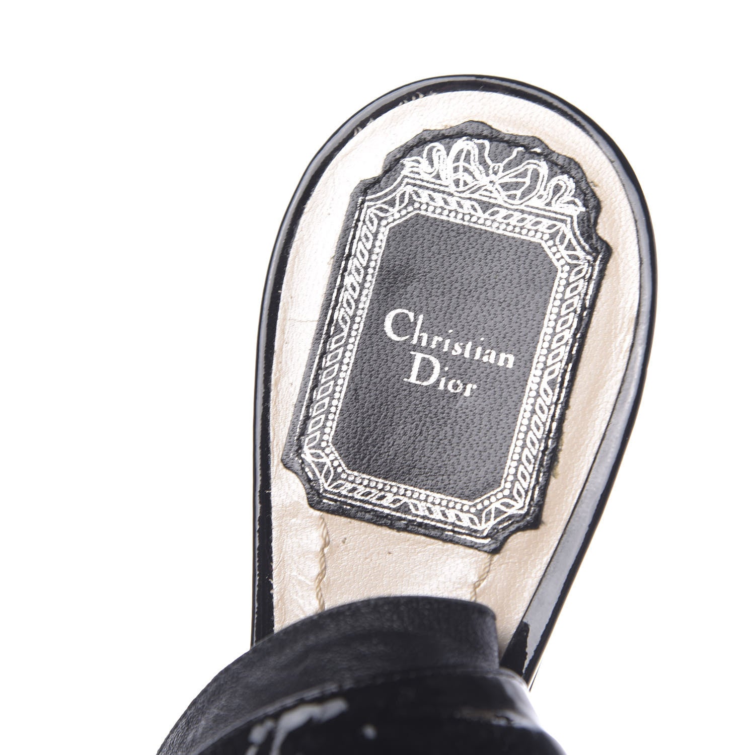 Christian Dior Patent Ankle Wrap Flats 37 Black 7 of 9