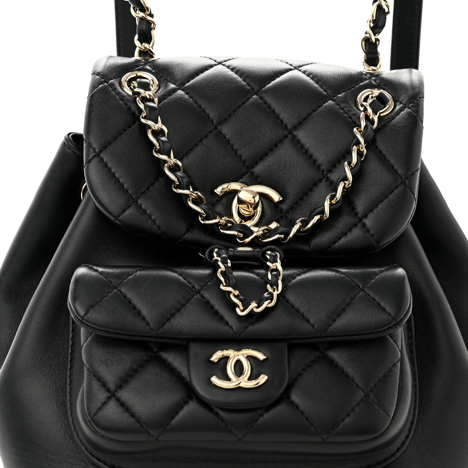Chanel Lambskin Quilted Small Duma Drawstring Backpack Black 8 of 10