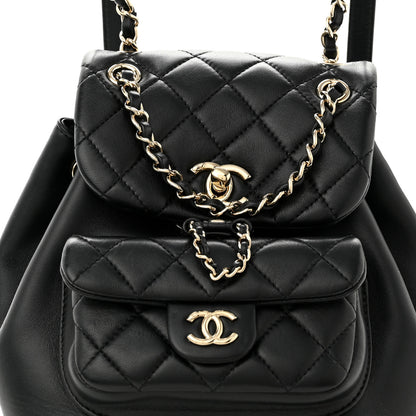 Chanel Lambskin Quilted Small Duma Drawstring Backpack Black 8 of 10