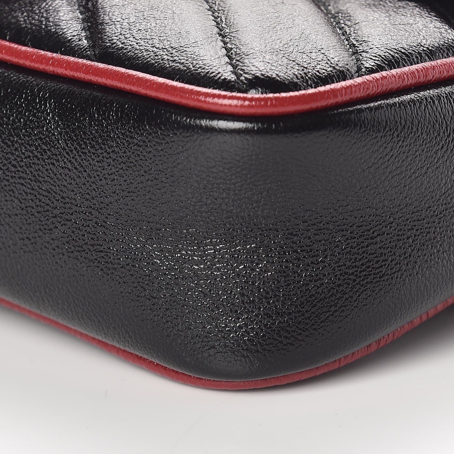 Gucci Vintage Effect Calfskin Matelasse Diagonal Super Mini Torchon GG Marmont Shoulder Bag Black Romantic Cherry 10 of 11