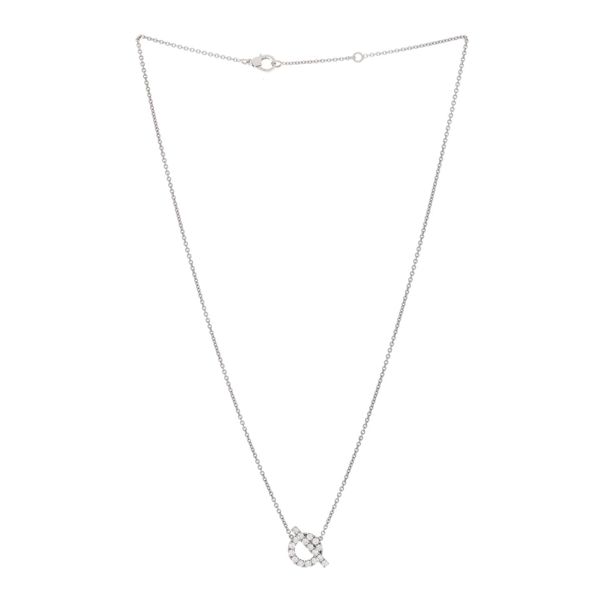 Hermes 18K White Gold Diamond Finesse Pendant Necklace 3 of 6