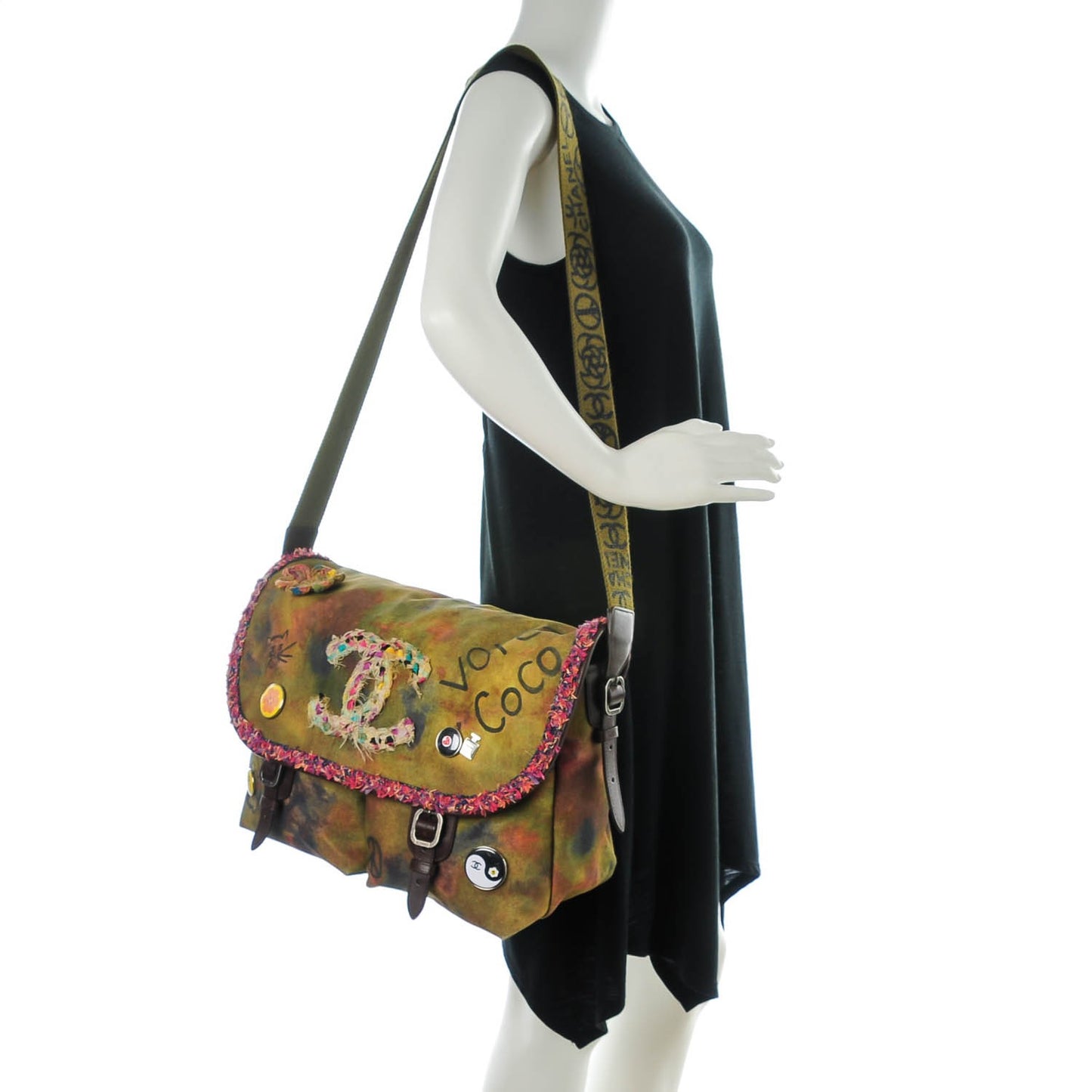 Washed Toile Large Graffiti On The Pavements Messenger Khaki Multicolor