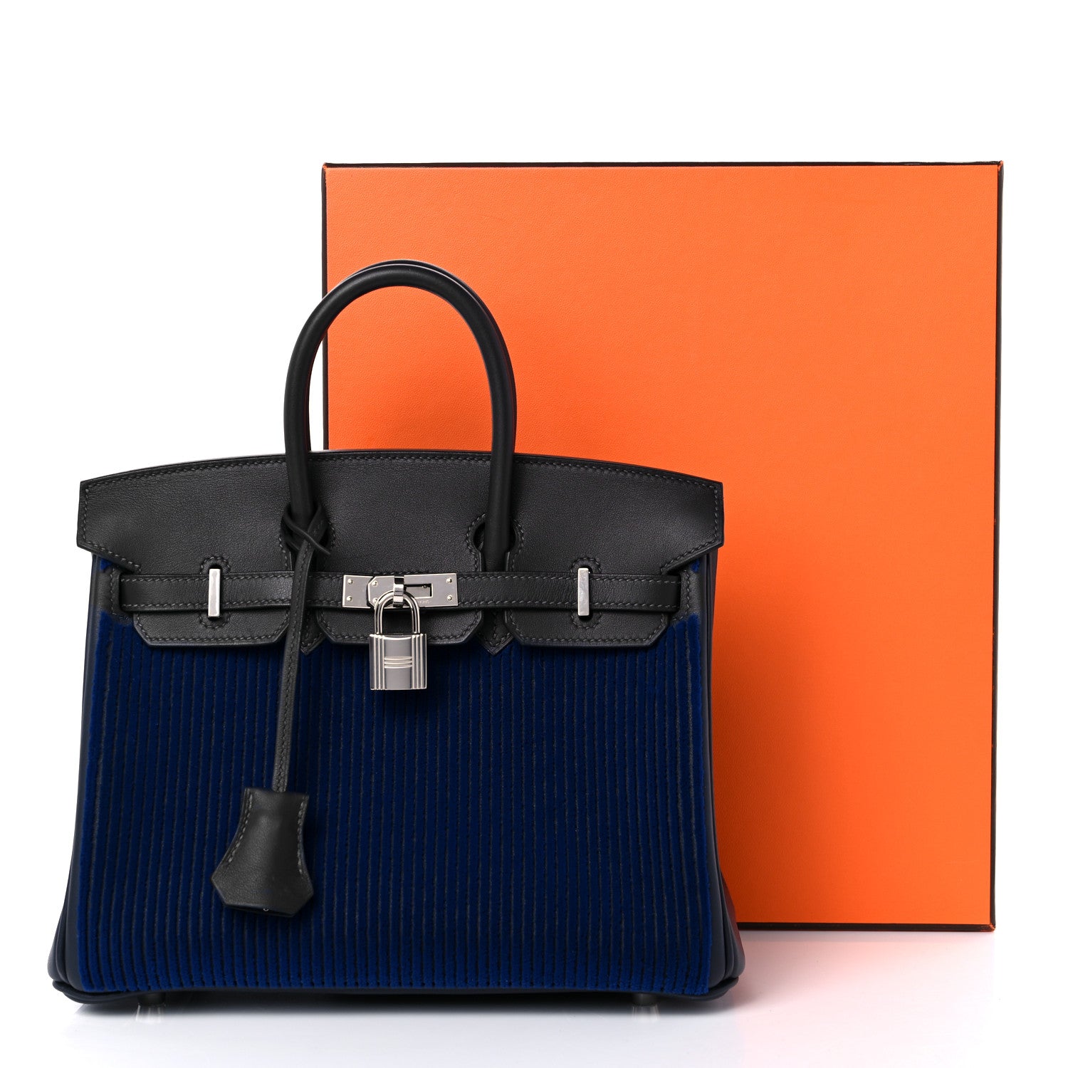 Hermes Corduroy Swift Cote A Cote Tuffetage Birkin 25 Bleu Saphir