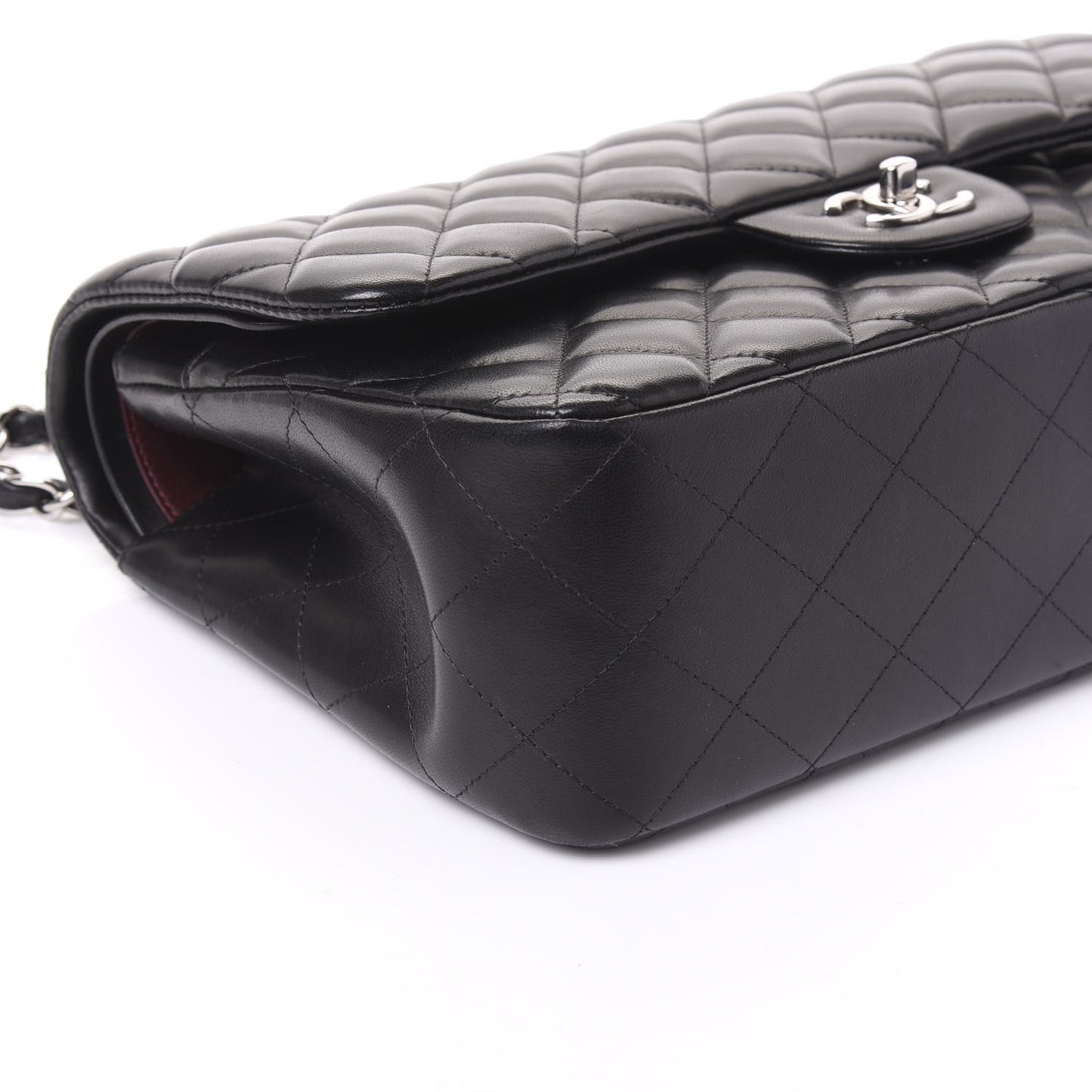 Lambskin Quilted Jumbo Double Flap Black