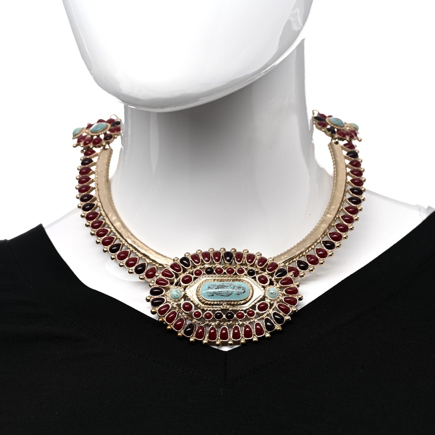 Enamel Gripoix Necklace Turquoise Burgundy