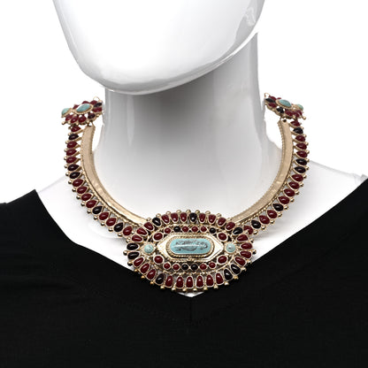 Chanel Enamel Gripoix Necklace Turquoise Burgundy 2 of 5