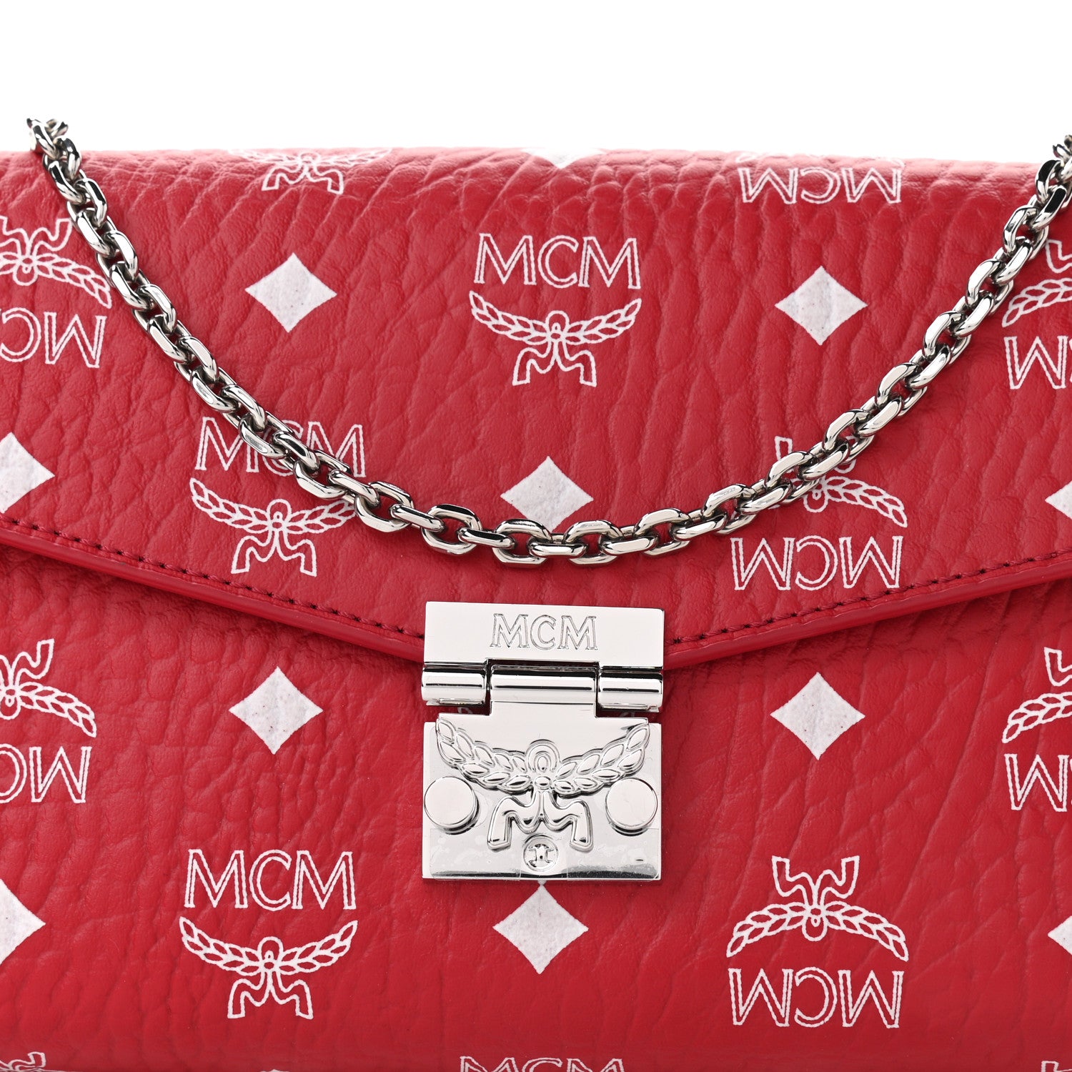 MCM Visetos Monogram Medium Millie Crossbody Bag Ruby Red 7 of 10