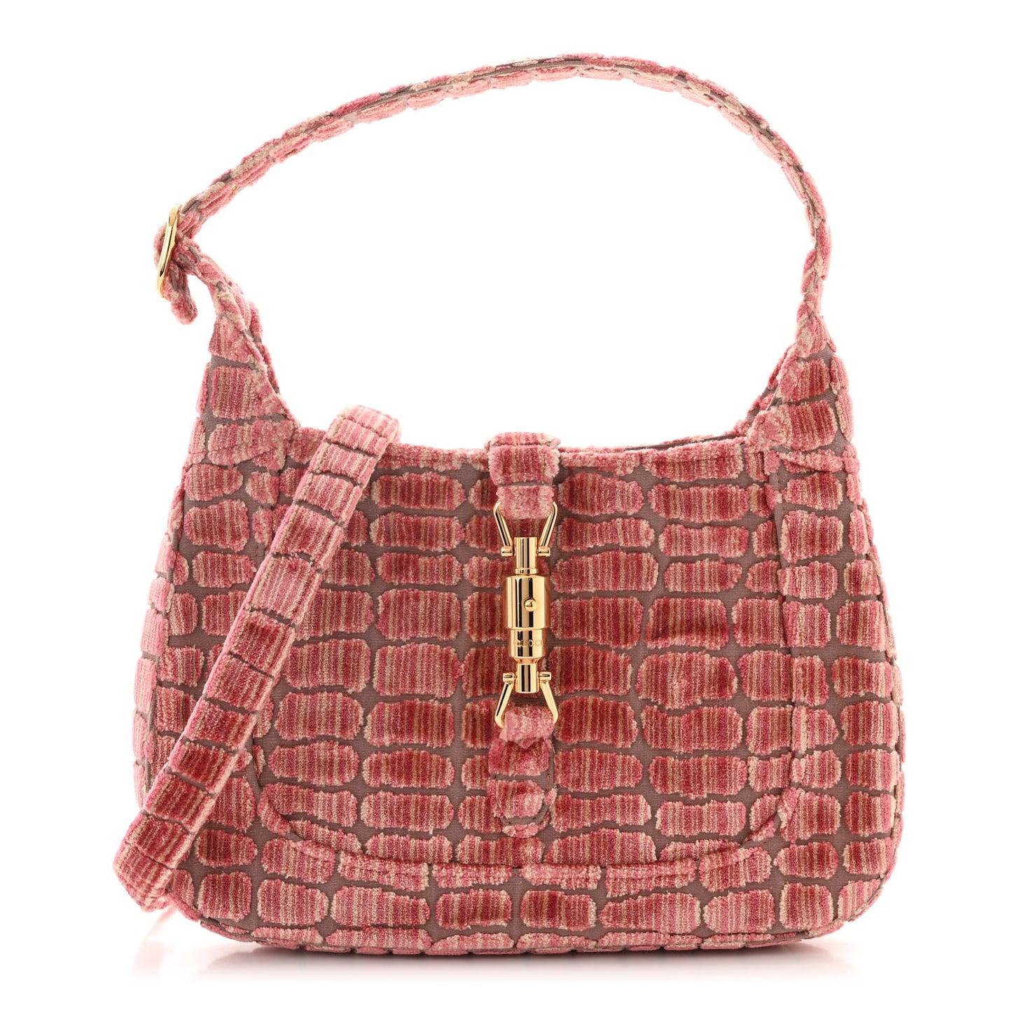 Velvet Crocodile Jacquard Small Jackie 1961 Hobo Pink