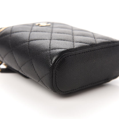 Chanel Caviar Quilted Small Vertical Coco Beauty Vanity Case With Chain Black 6 of 10