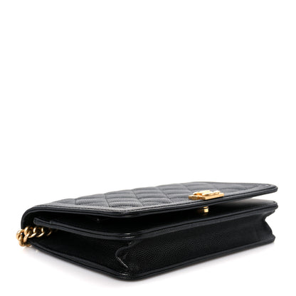 Chanel Caviar Quilted Boy Wallet On Chain WOC Black 4 of 13