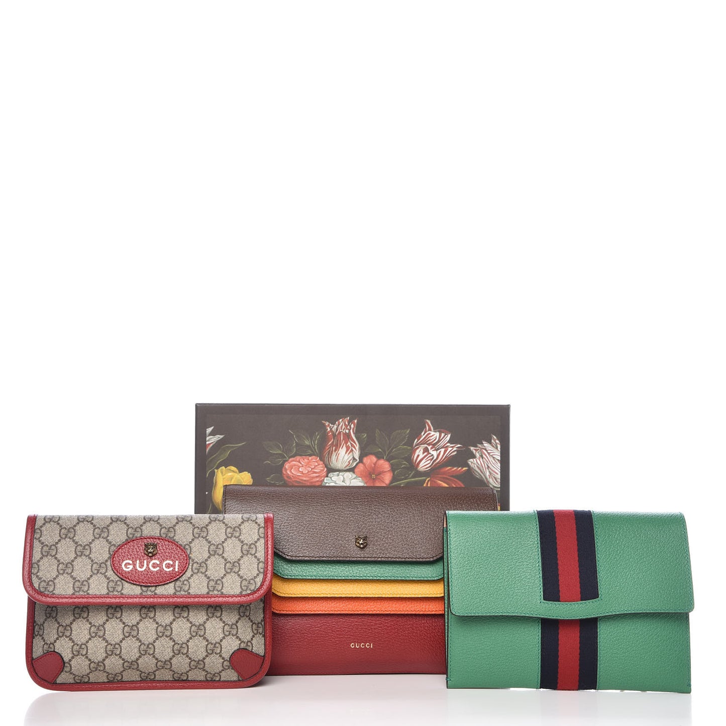 GG Supreme Calfskin Web Totem Three Piece Shoulder Bag Rainbow