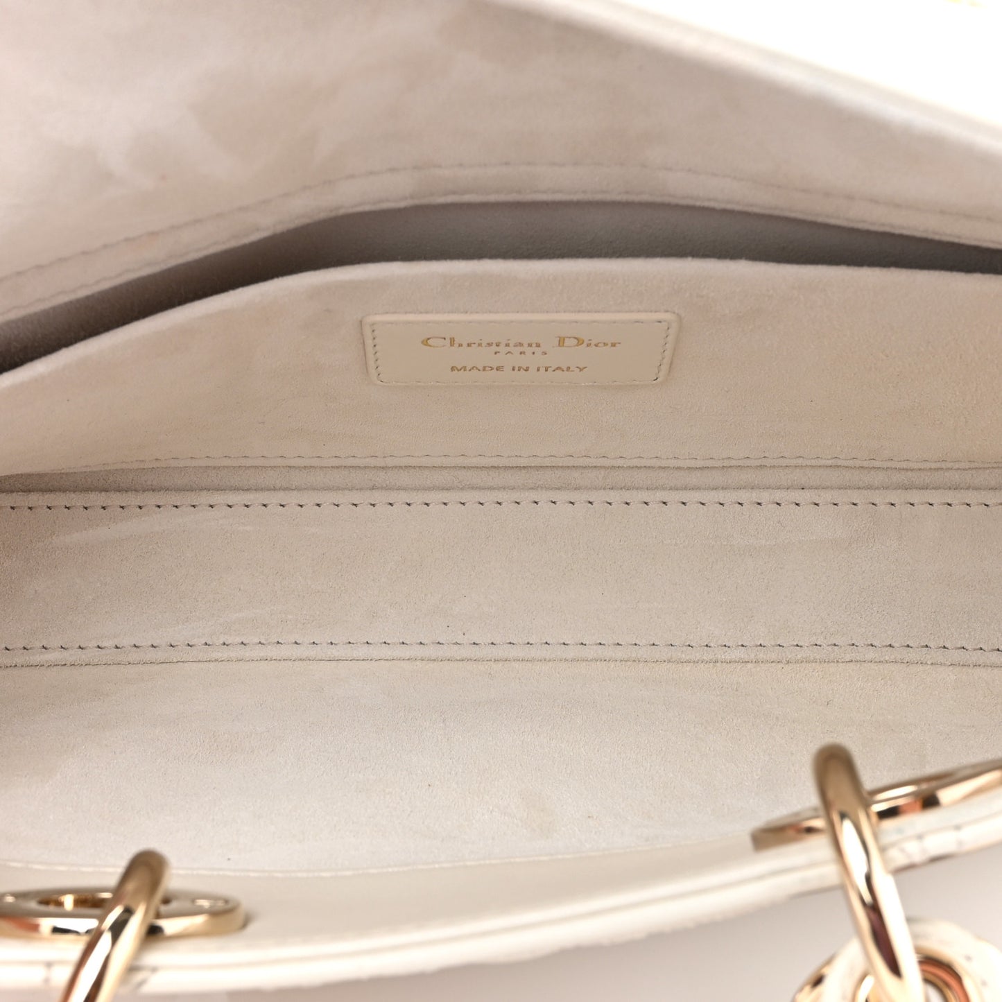 Calfskin Ornamental Embroidered Lady D-Joy White