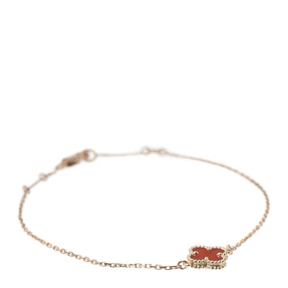 Van Cleef & Arpels 18K Rose Gold Carnelian Sweet Alhambra Bracelet 1 of 8