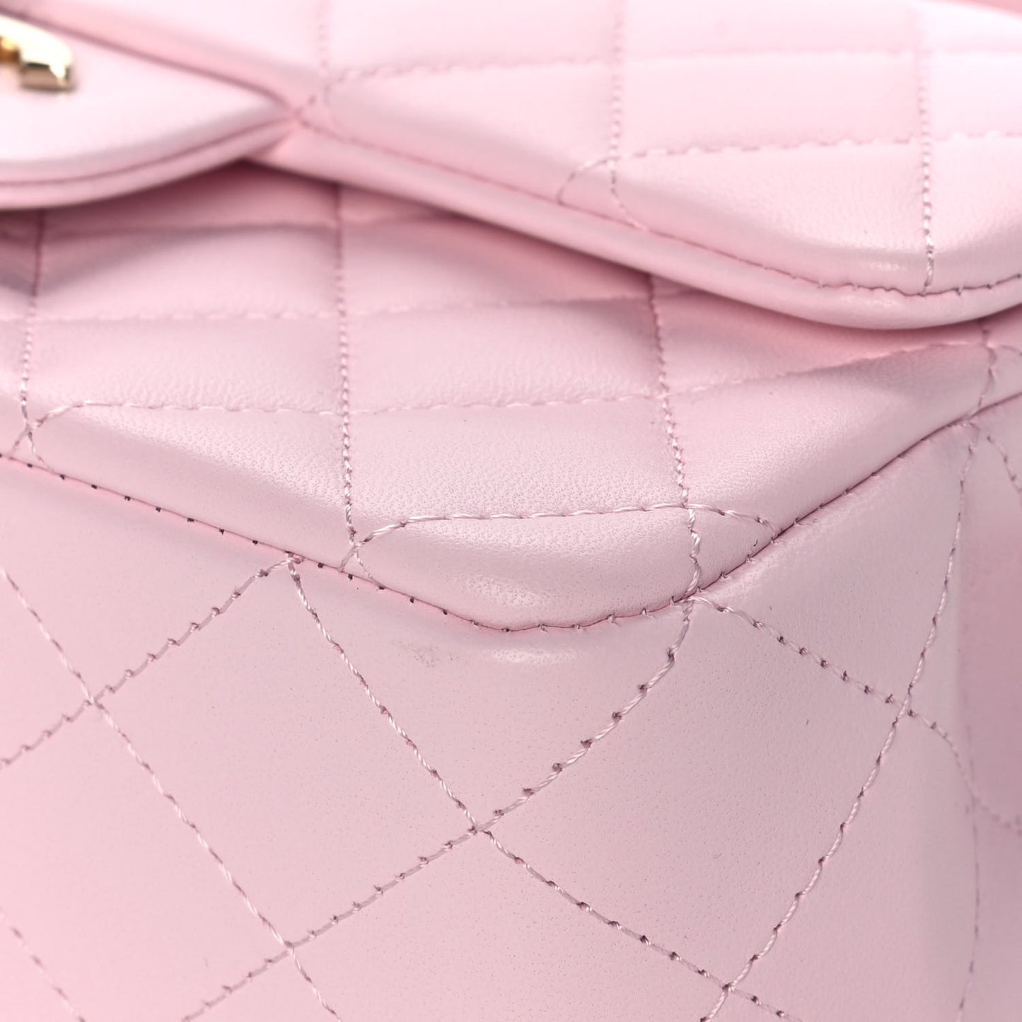 Lambskin Quilted Mini Top Handle Rectangular Flap Light Pink