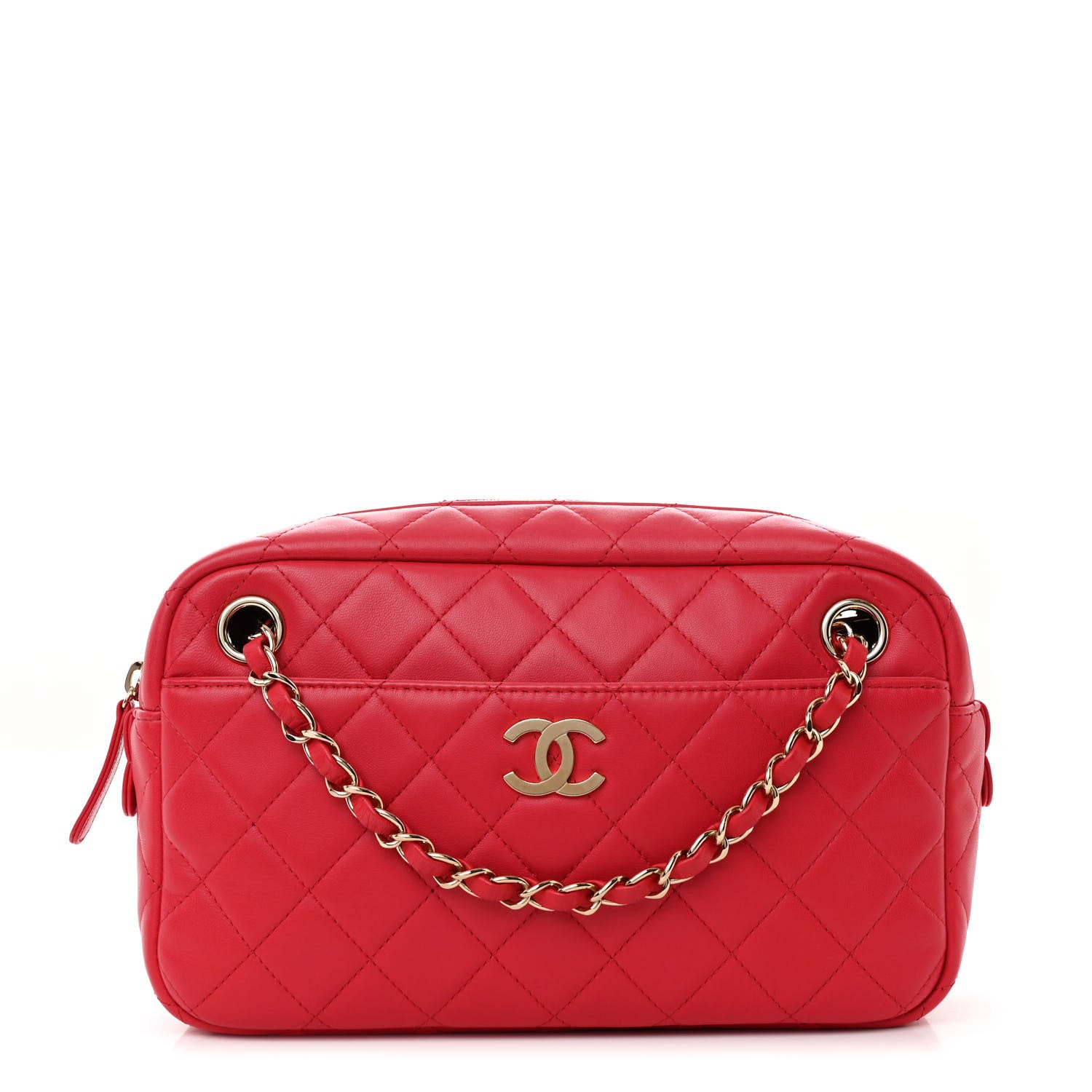 Chanel Lambskin Quilted Camera Case Dark Pink 1 of 10