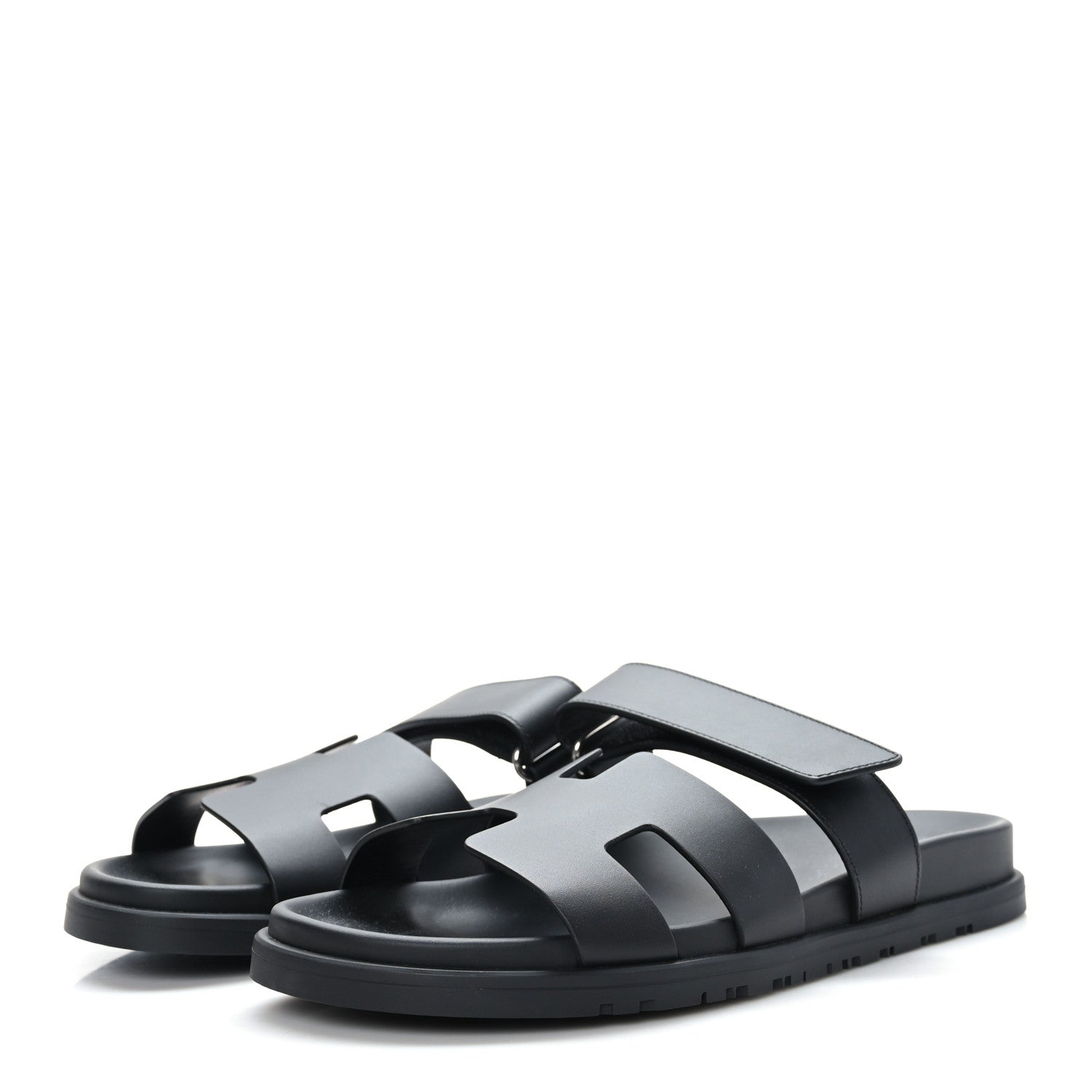 Hermes Calfskin Womens Chypre Sandals 39 Black 3 of 8