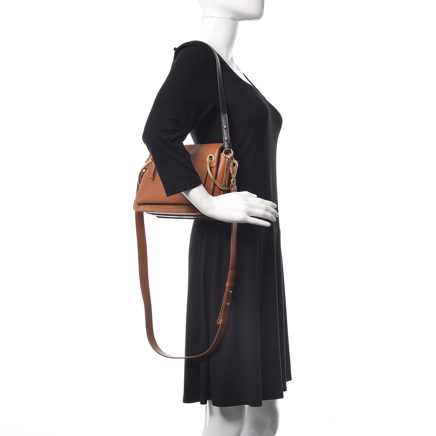Calfskin Suede Small Roy Bag Caramel