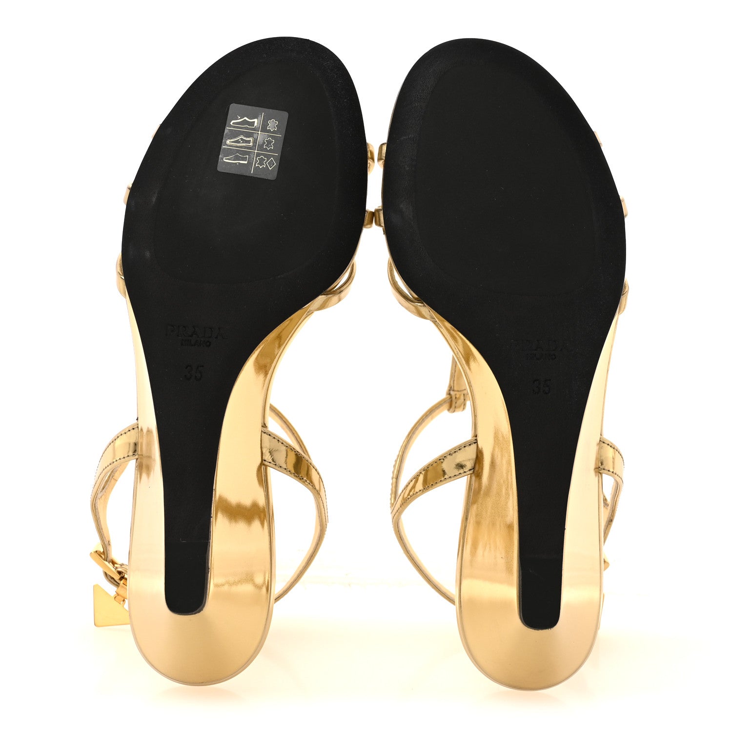 Prada Metallic Patent Strap Wedge Sandals 35 Platino 1926668