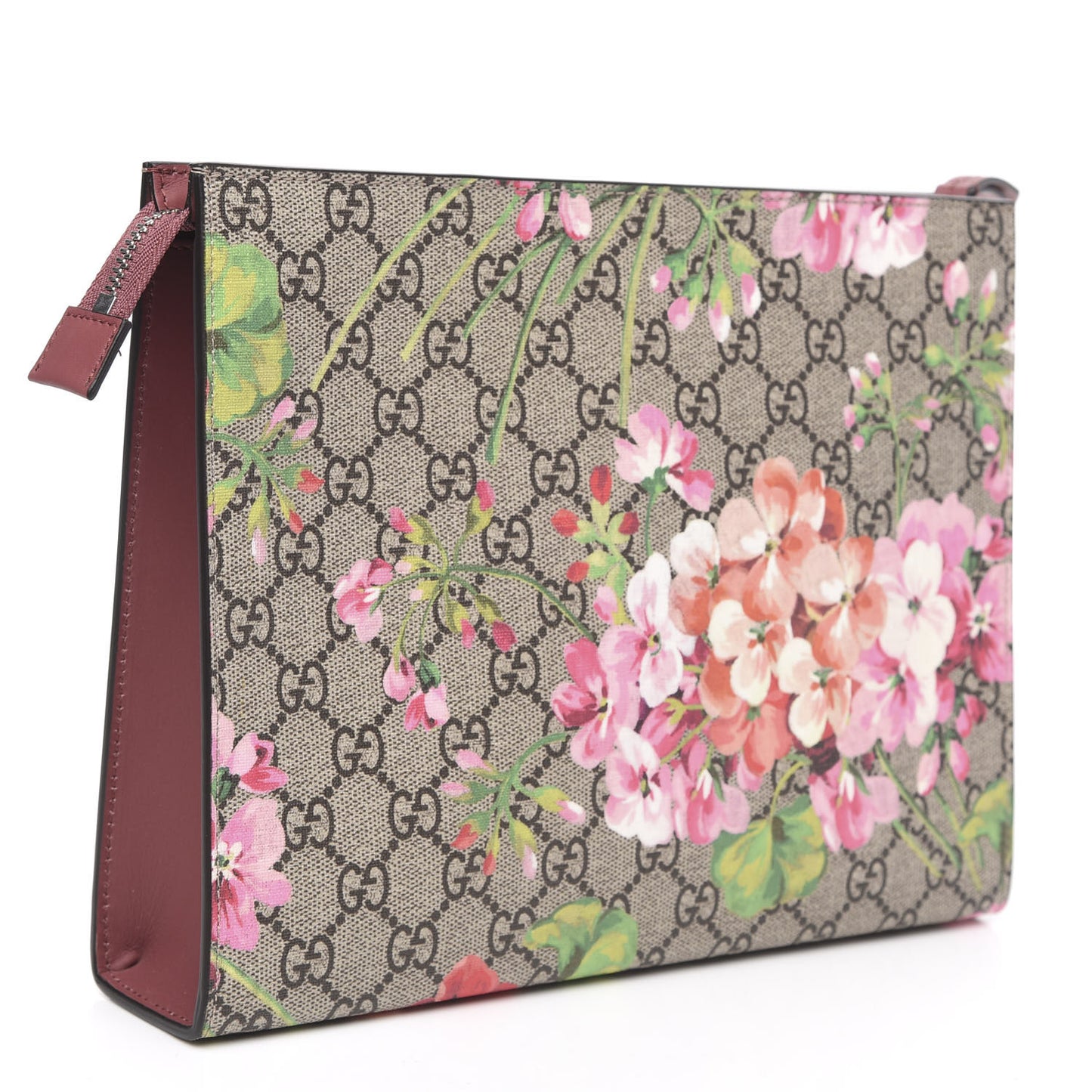 GG Supreme Monogram Blooms Large Cosmetic Case Beige Multicolor Dry Rose