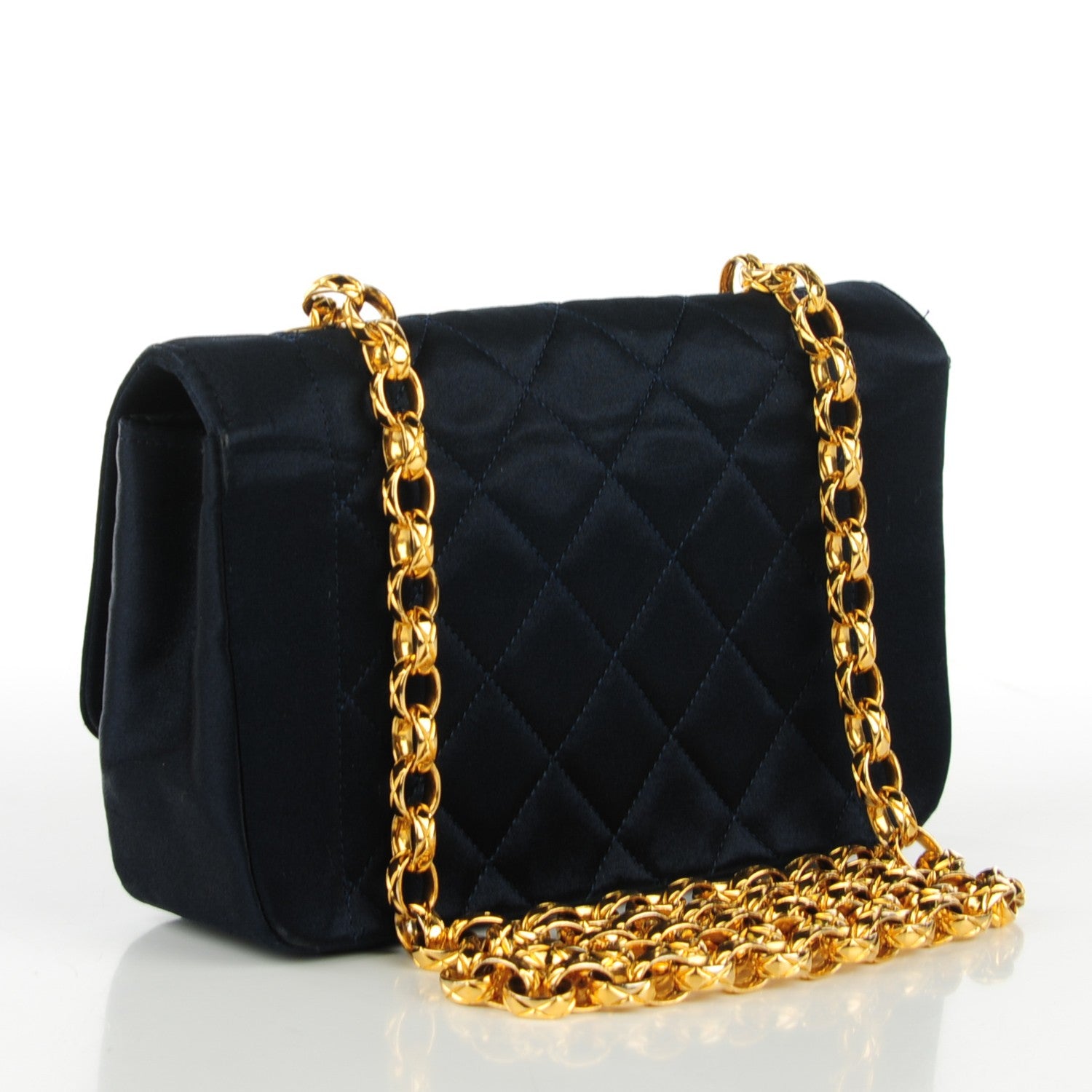Chanel Satin Quilted Small Flap Navy 3 of 9