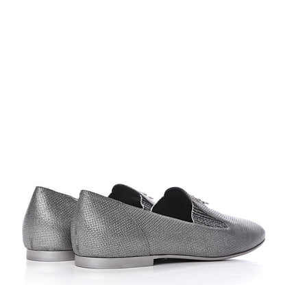 Chanel Metallic Calfskin Grosgrain CC Mocassin Loafers 41 Argent Fonce 4 of 8