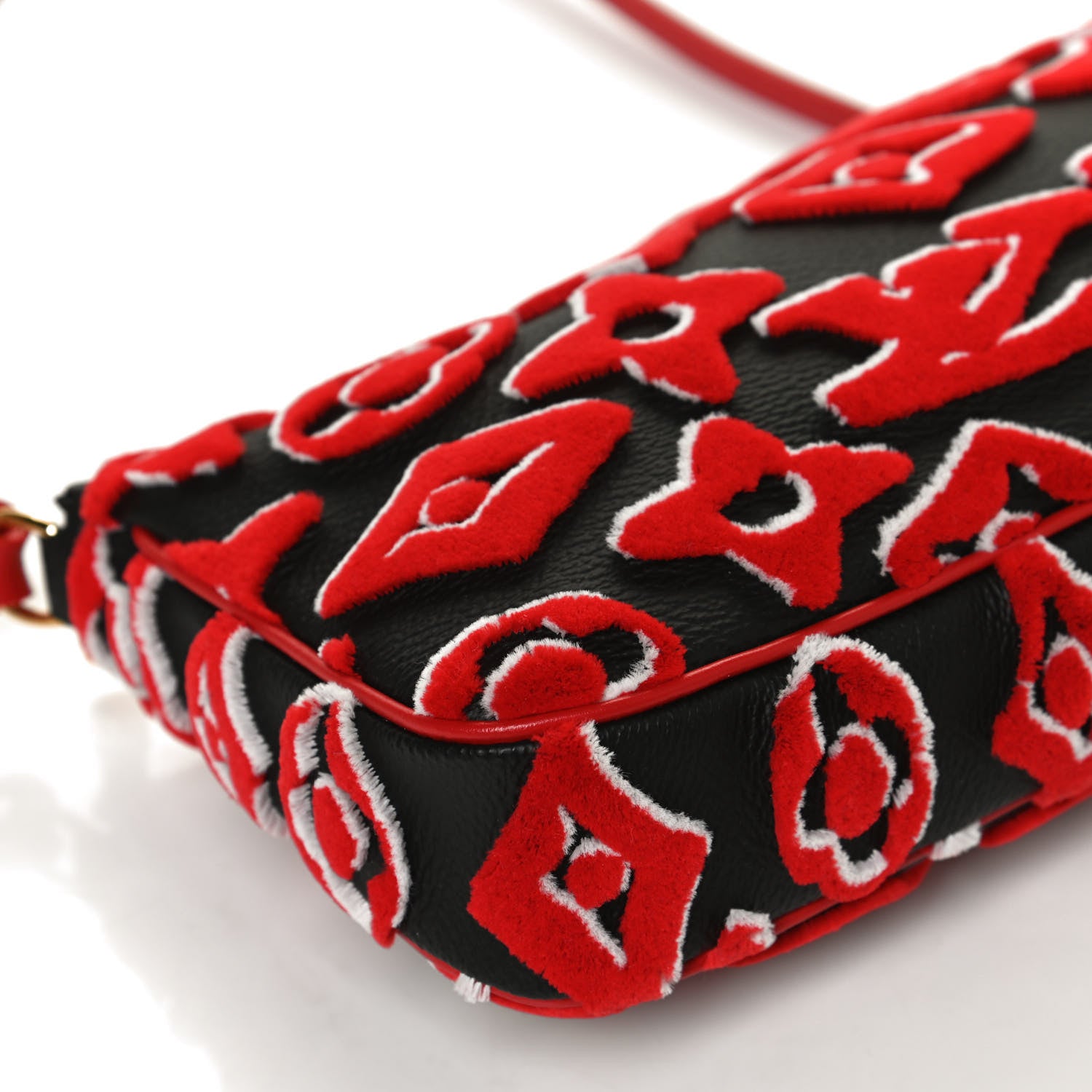 Louis Vuitton X UF Tufted Monogram Pochette Accessories Black Red 12 of 13
